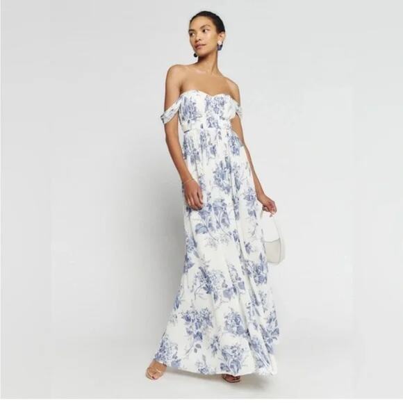 Reformation Jayde Maxi Dress - Lupine Floral Size 12 - Picture 7 of 16